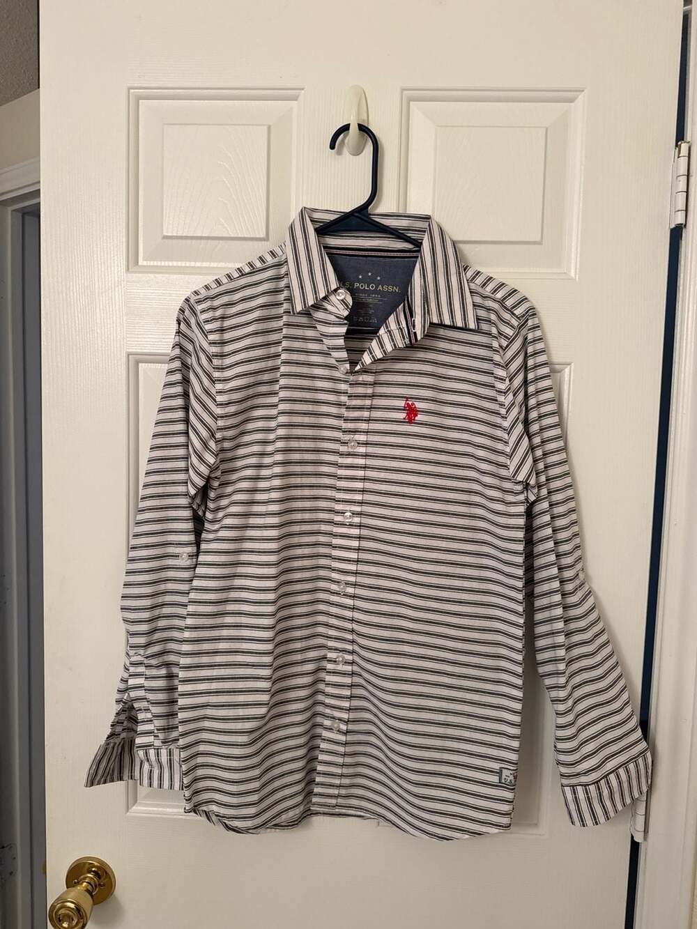 U.S. Polo Assn. Boys' Striped Long Sleeve Button Down Shirt Size L (14/16)